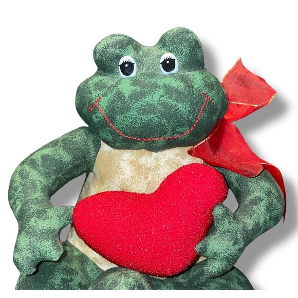 Plush Frog Heart Stuffed Animal Sound Kiss Smooch Ribbon Nursery Valentines 8” - Picture 10 of 12